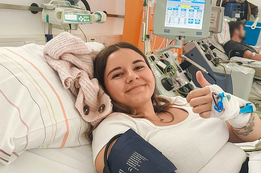 Lisa bei ihrer Stammzellspende