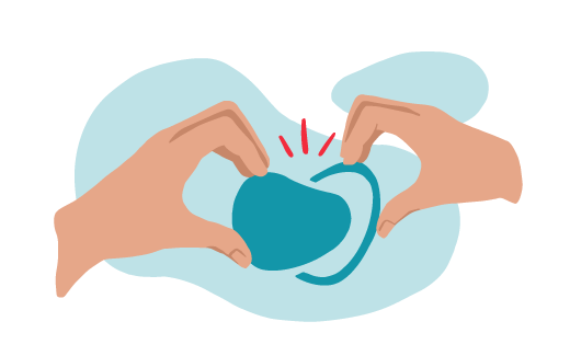 Die Illustration zeigt zwei Hände, die ein Herz formen. Dazwischen sind zwei Zellen gezeigt, die perfekt ineinanderpassen.