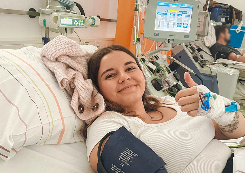 Lisa bei ihrer Stammzellspende